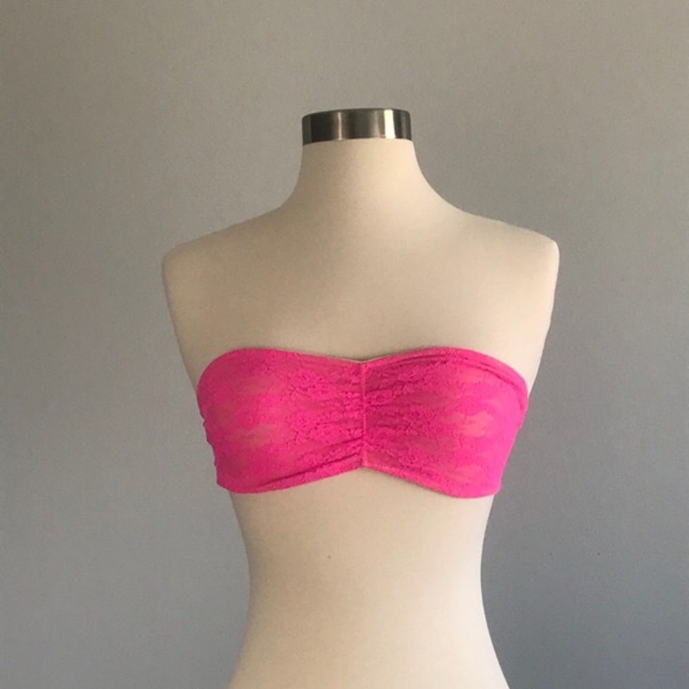 NWOT VS PINK hot pink lace bandeau